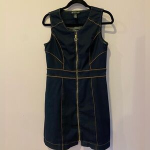 INC Dark Denim Zip Up Dress